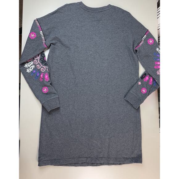 Boden Womens Jasmine Sweatshirt Dress US 12 Charcoal Marl Embroidered Boho Chic - Picture 15 of 16